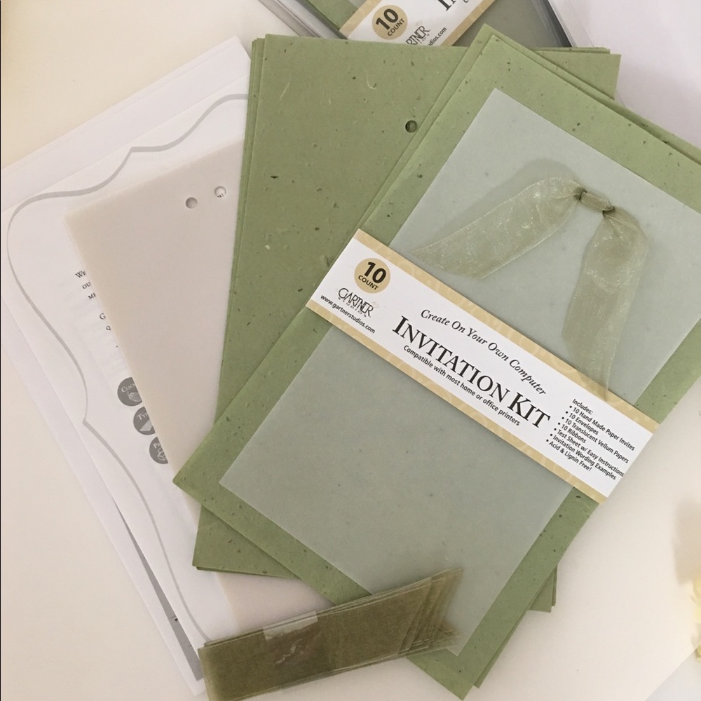 Beautiful Handmade Paper Invitation Kit 10 Count